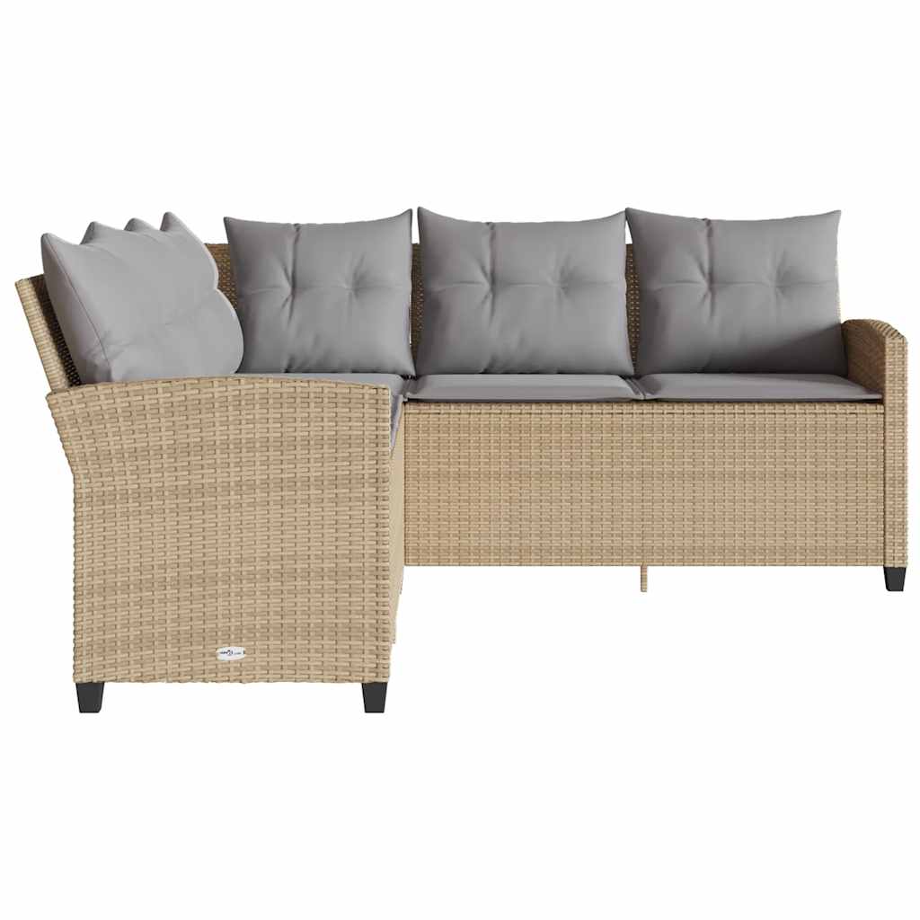 Canapés en forme de L avec coussins beige résine tressée - XIOS
