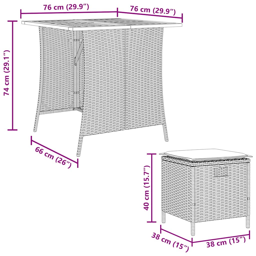 Ensemble à manger de jardin 5 pcs coussins gris résine tressée - XIOS