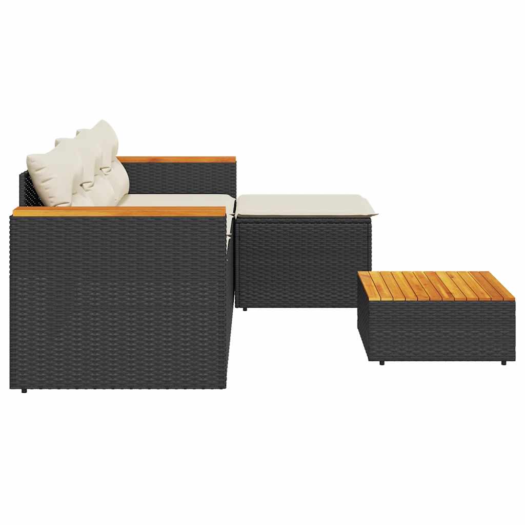 Salon de jardin 3 pcs avec coussins noir résine tressée - XIOS