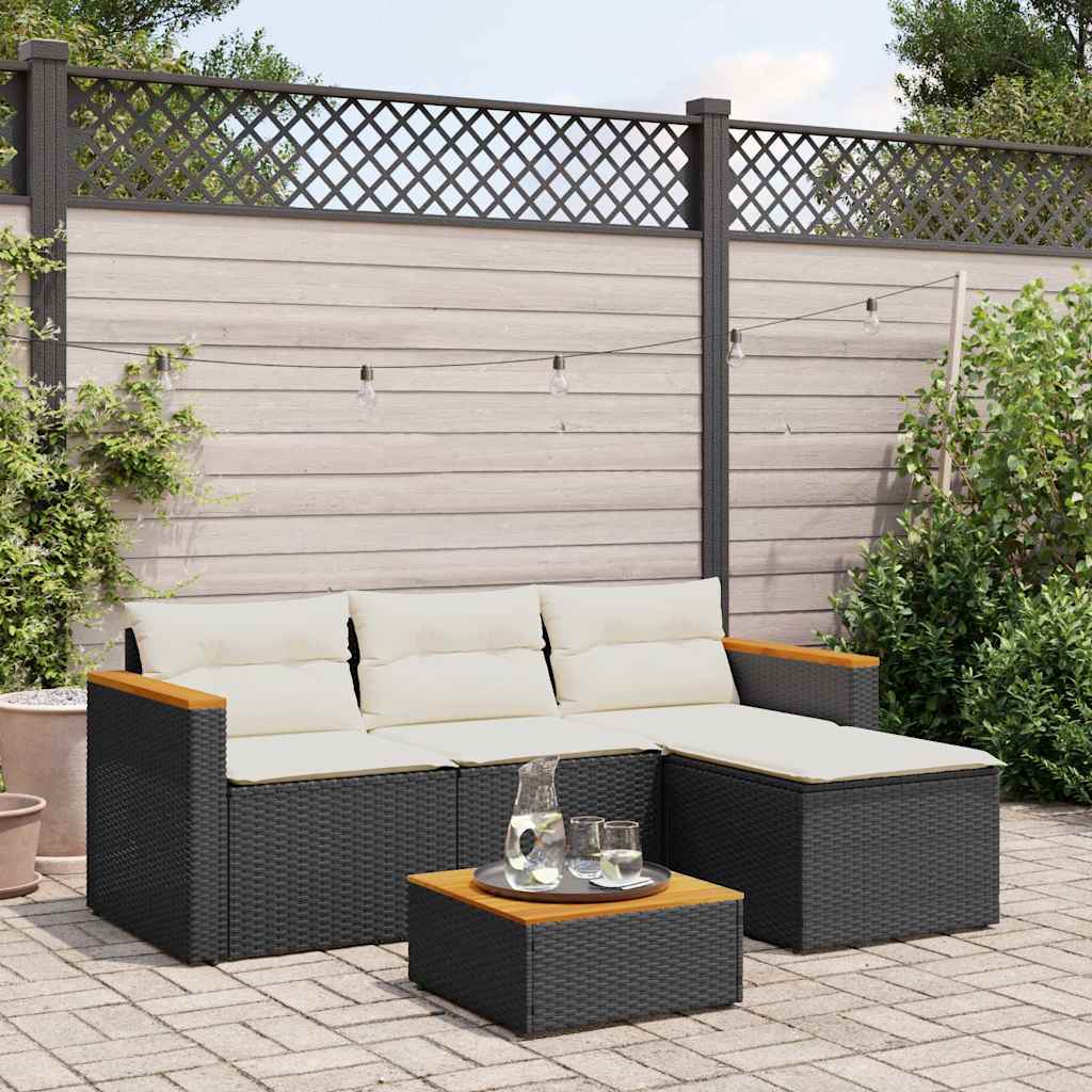 Salon de jardin 3 pcs avec coussins noir résine tressée - XIOS