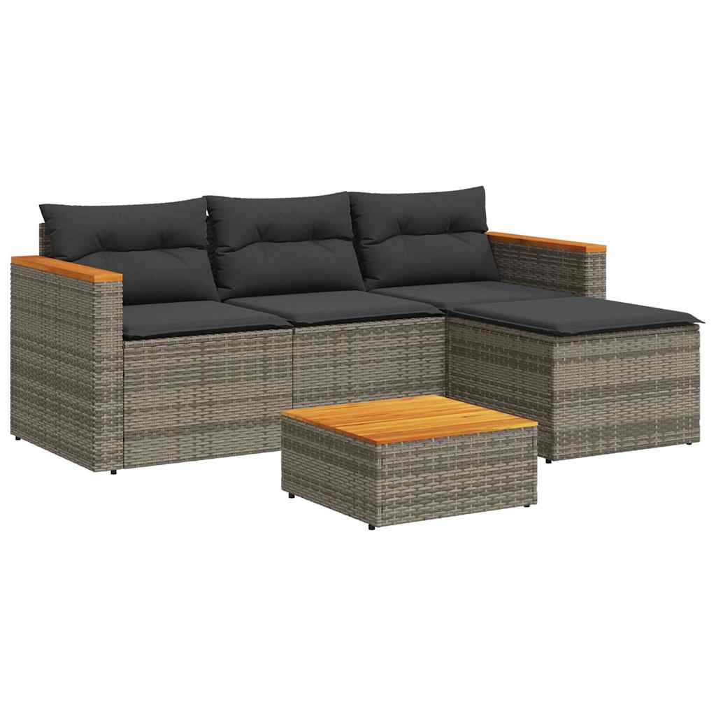 Salon de jardin avec coussins 3 pcs gris résine tressée - XIOS
