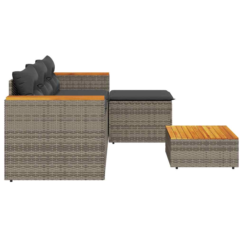 Salon de jardin avec coussins 3 pcs gris résine tressée - XIOS