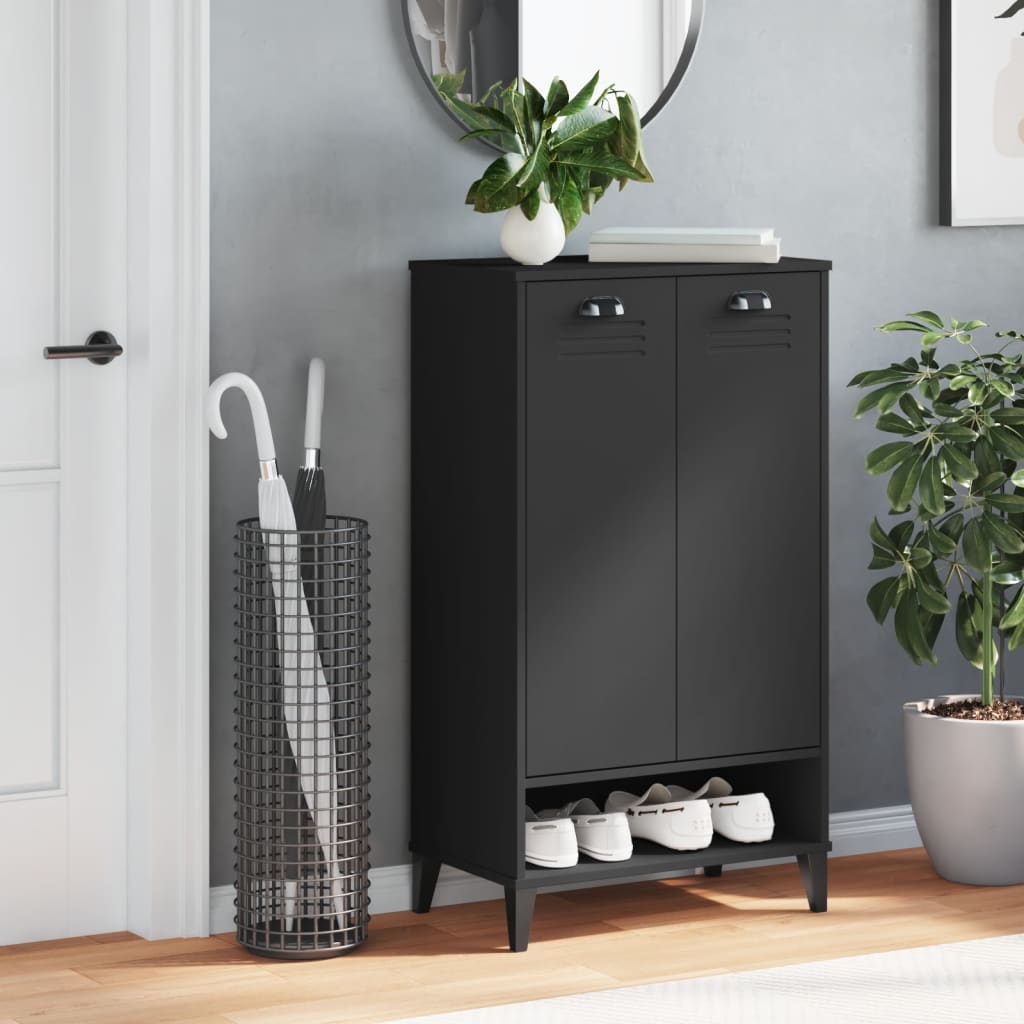 Armoire à chaussures VIKEN noir bois d'ingénierie - XIOS