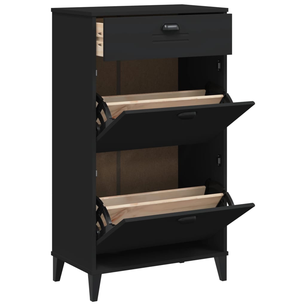 Armoire à chaussures VIKEN noir bois d'ingénierie - XIOS
