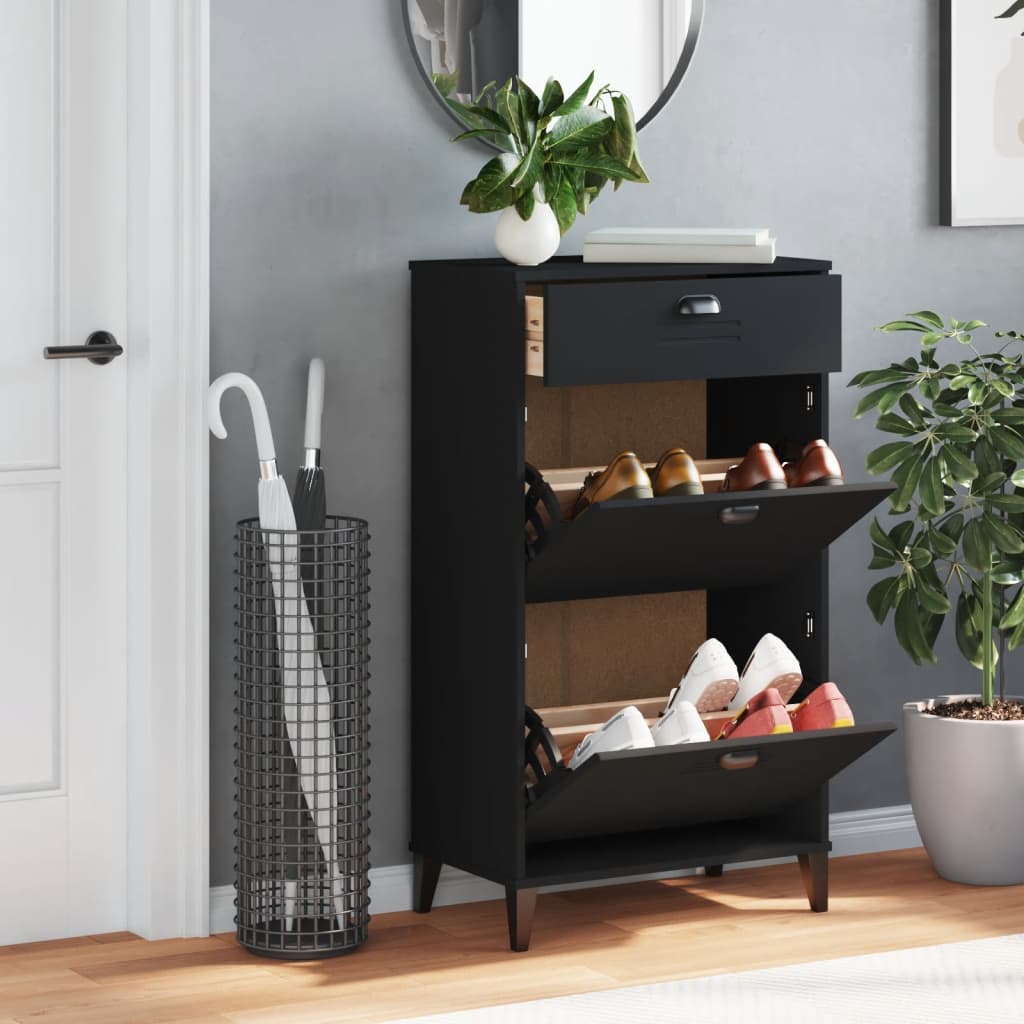 Armoire à chaussures VIKEN noir bois d'ingénierie - XIOS