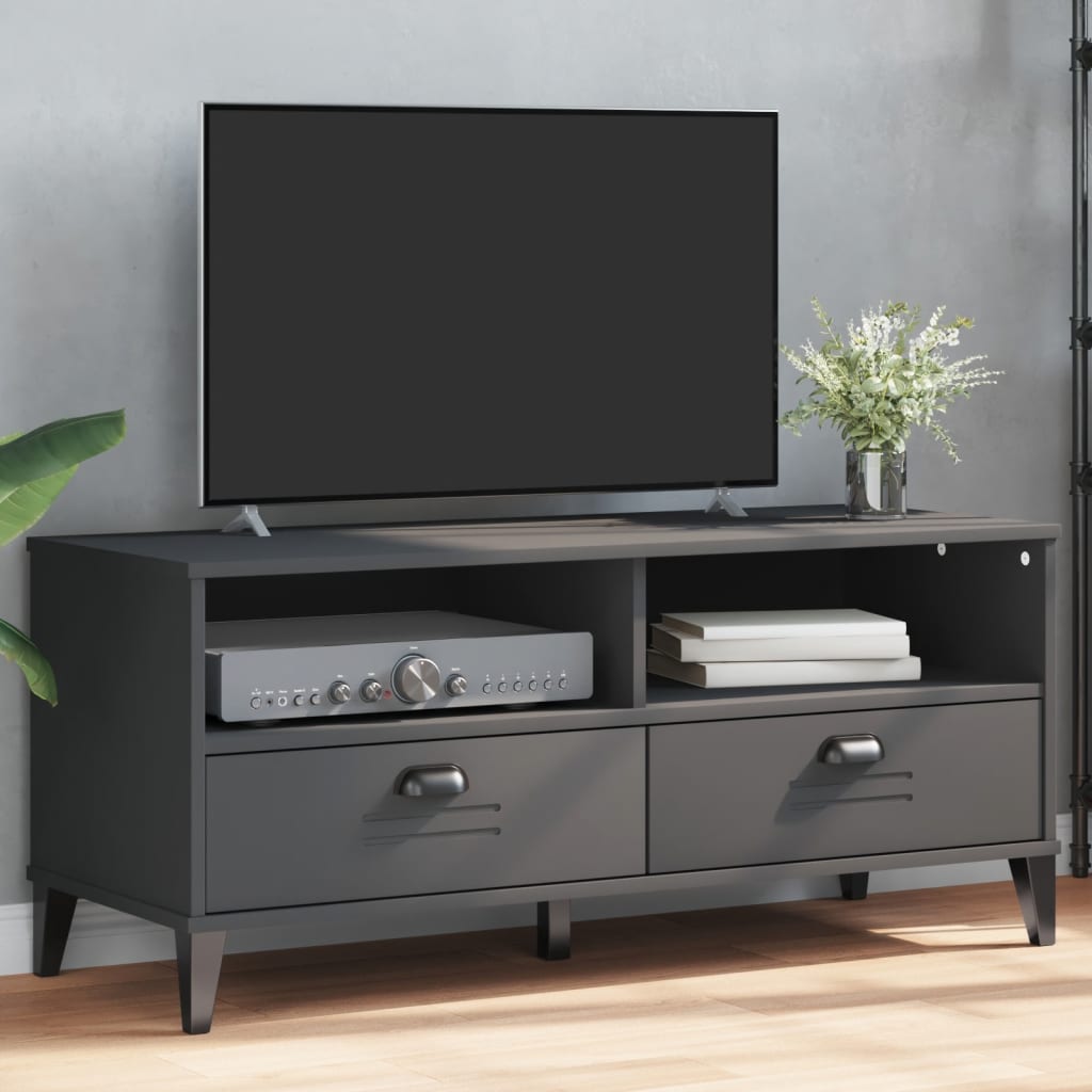 Meuble TV VIKEN gris anthracite bois de pin solide - XIOS