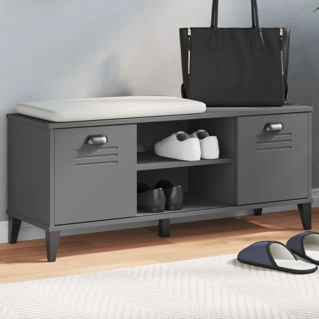 Banc à chaussures VIKEN gris anthracite bois massif de pin - XIOS