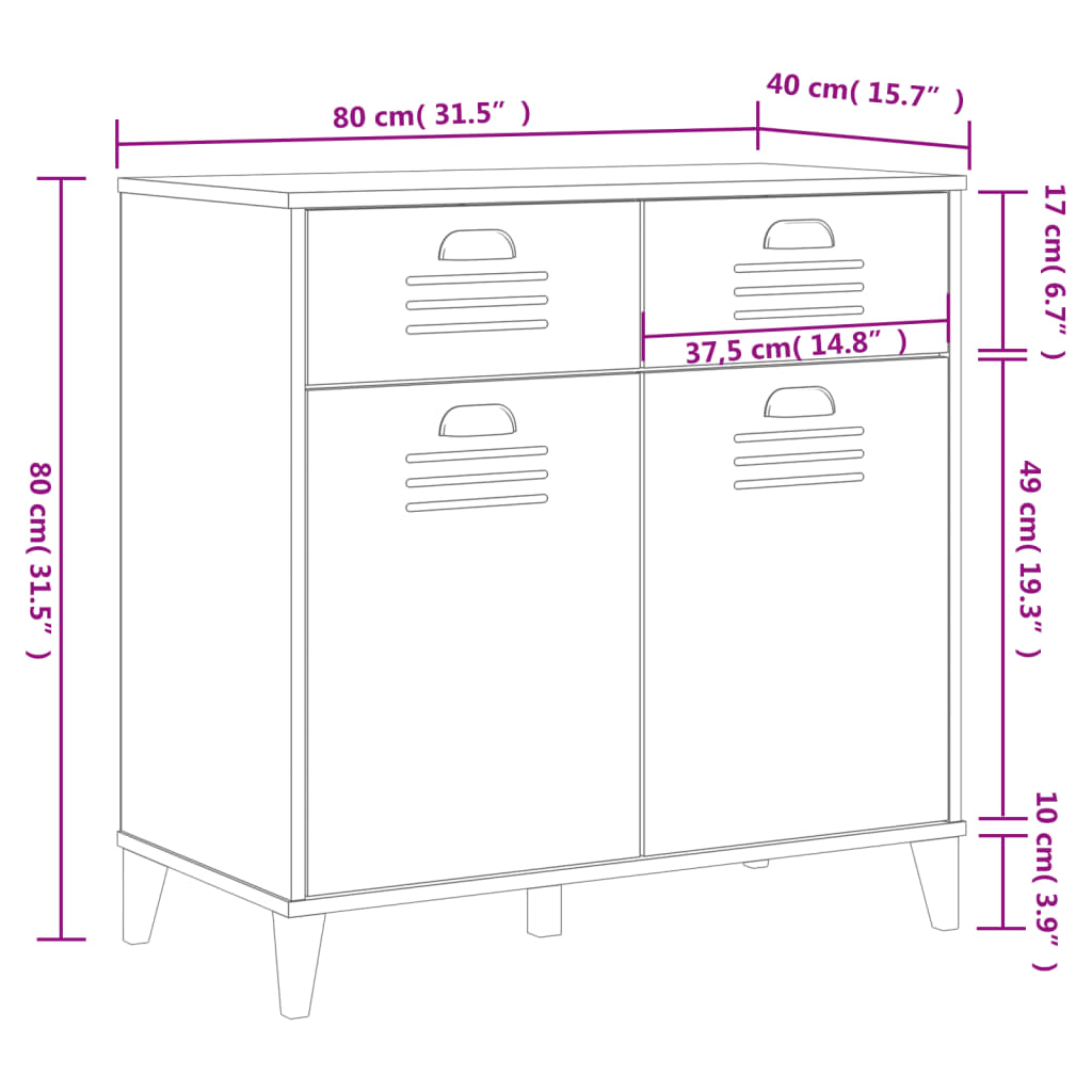 Buffet VIKEN noir 80x40x80 cm bois d'ingénierie - XIOS