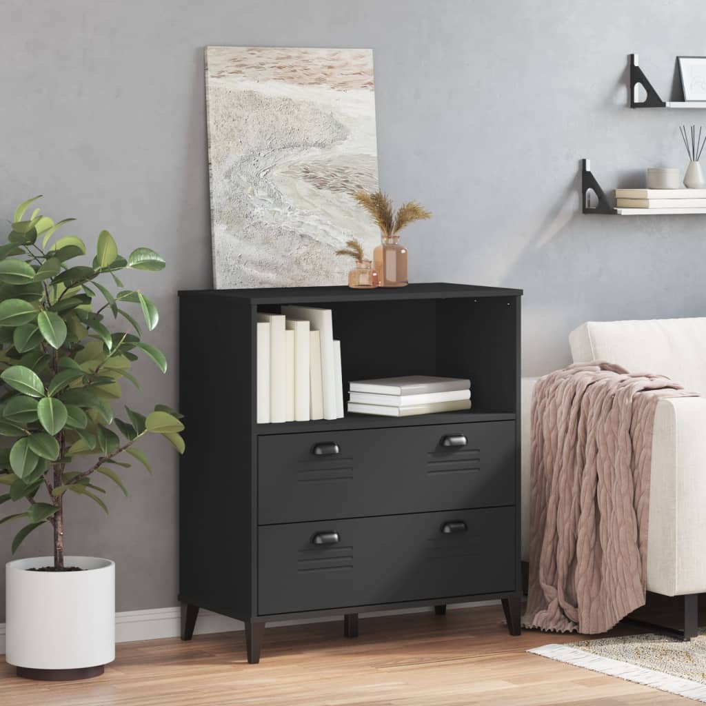 Bibliothèque VIKEN noir 80x40x90 cm bois d'ingénierie - XIOS