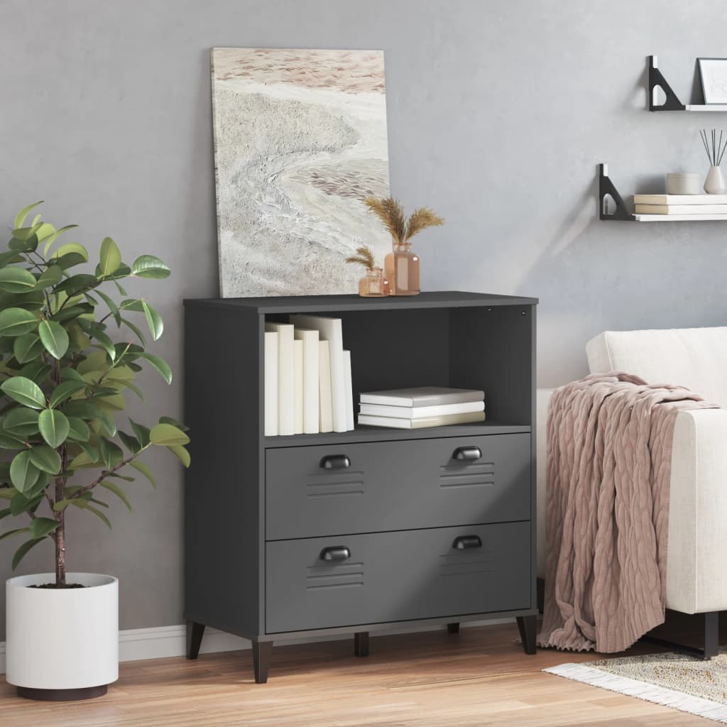 Bibliothèque VIKEN gris anthracite 80x40x90cm bois d'ingénierie - XIOS