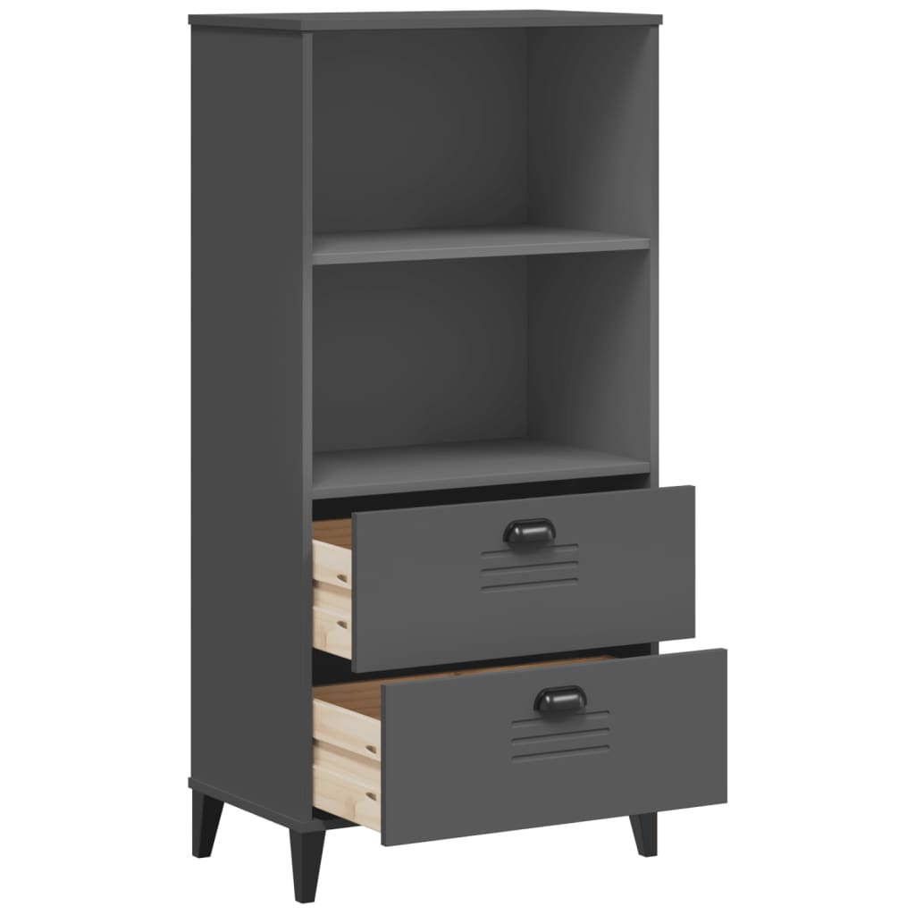 Bibliothèque VIKEN gris anthracite 60x35x123 cm bois ingénierie - XIOS