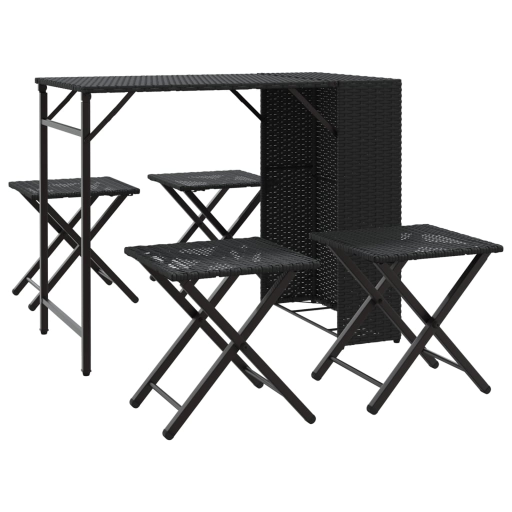 Ensemble à manger de jardin 5 pcs pliable noir résine tressée - XIOS