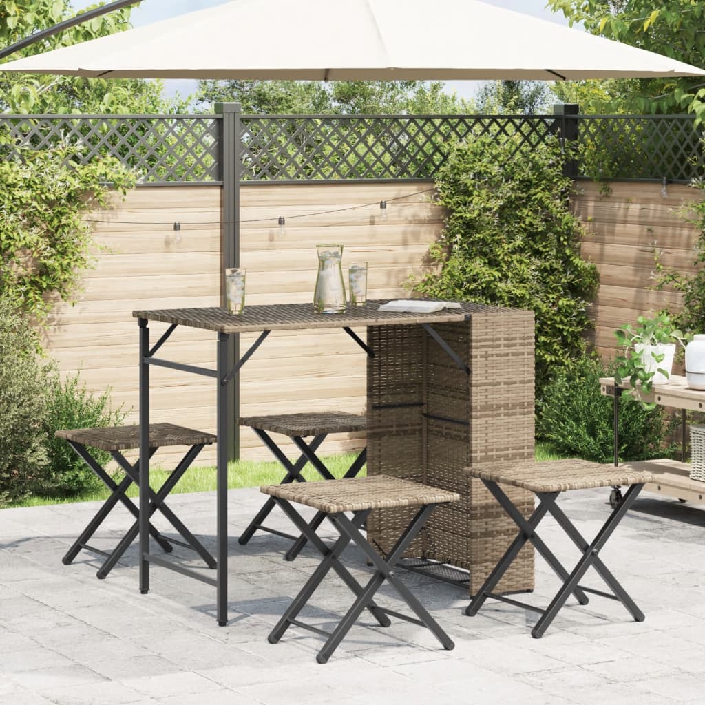 Ensemble à manger de jardin 5 pcs pliable beige résine tressée - XIOS