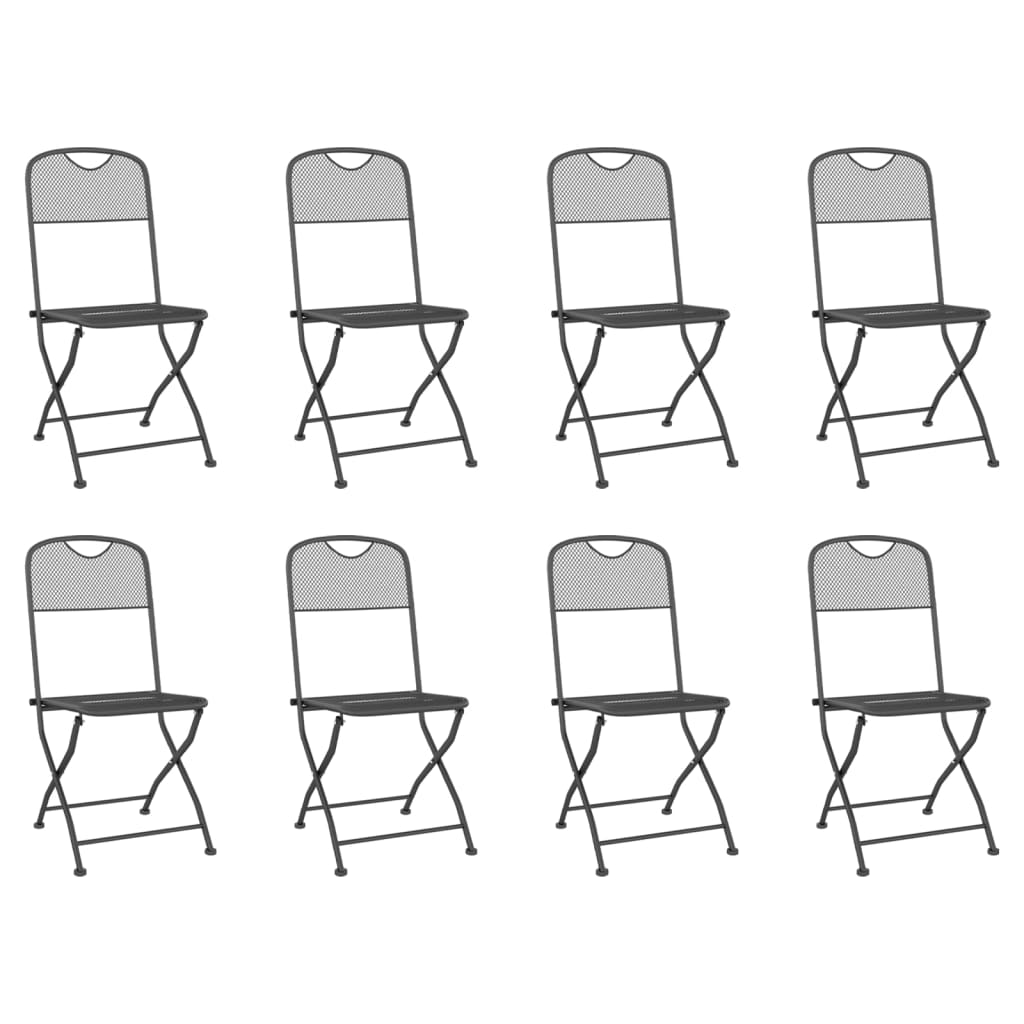 Ensemble à manger de jardin 9 pcs anthracite métal maille
