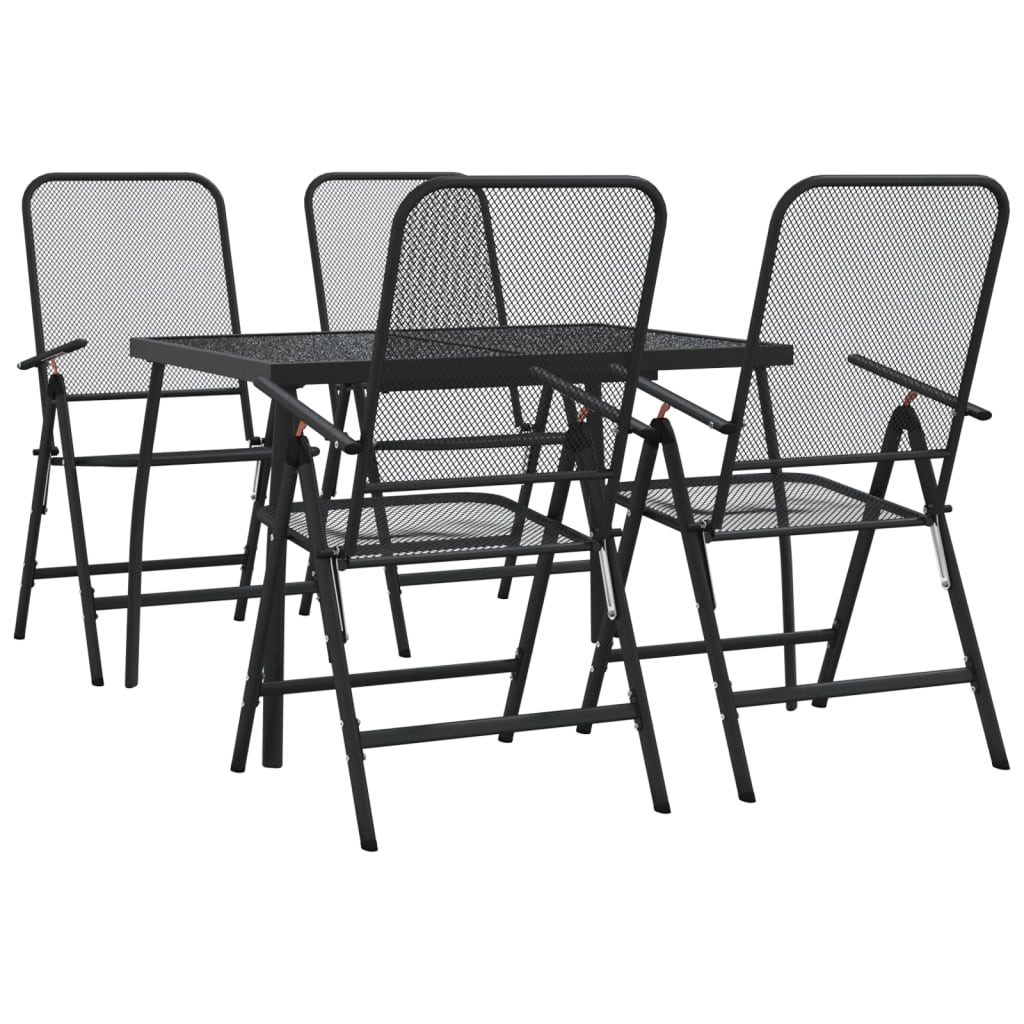 Ensemble à manger de jardin 5 pcs anthracite métal maille
