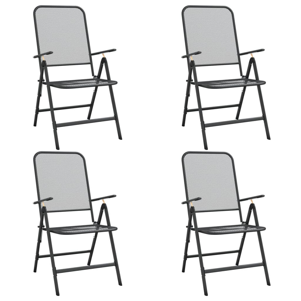 Ensemble à manger de jardin 5 pcs anthracite métal maille