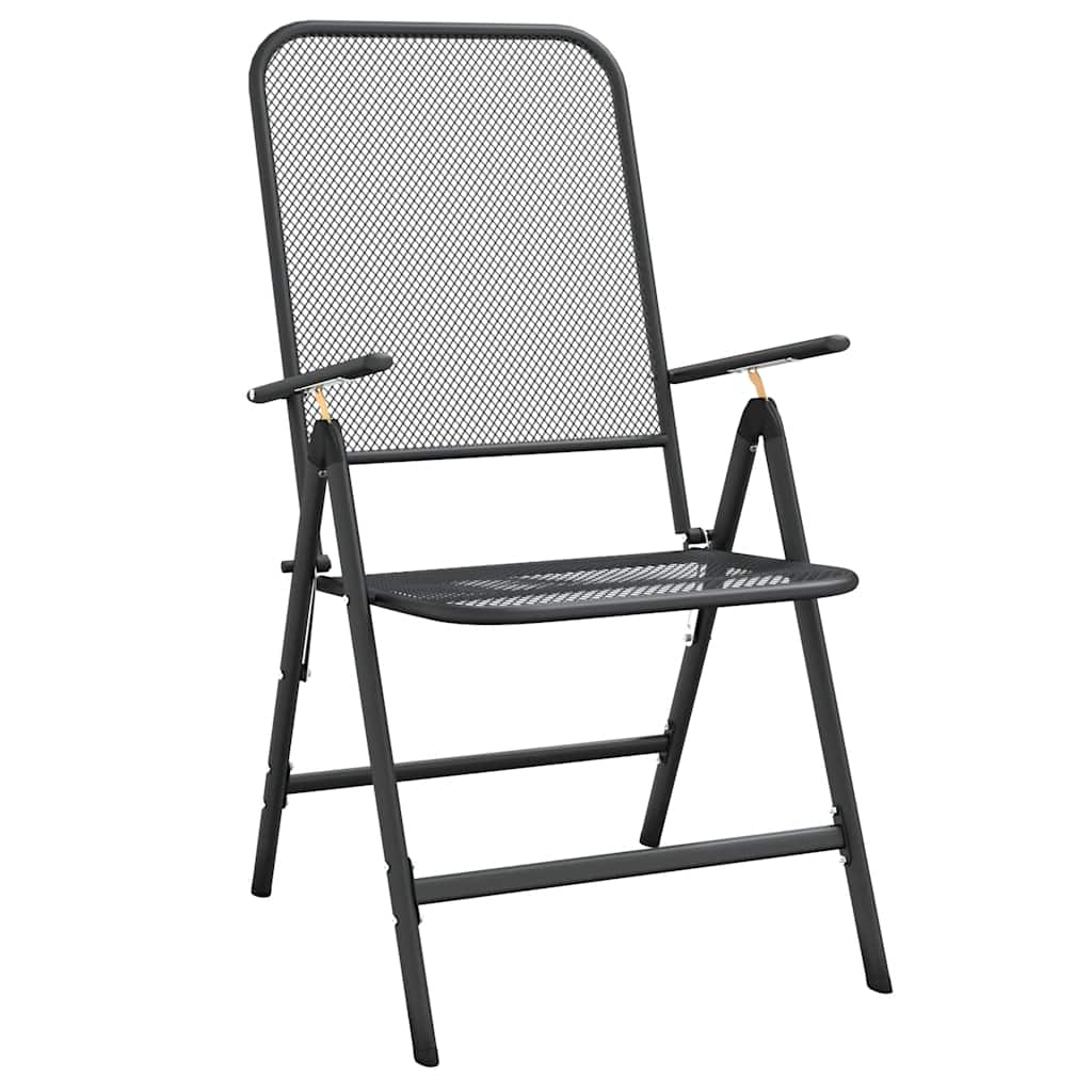 Ensemble à manger de jardin 7 pcs anthracite métal maille