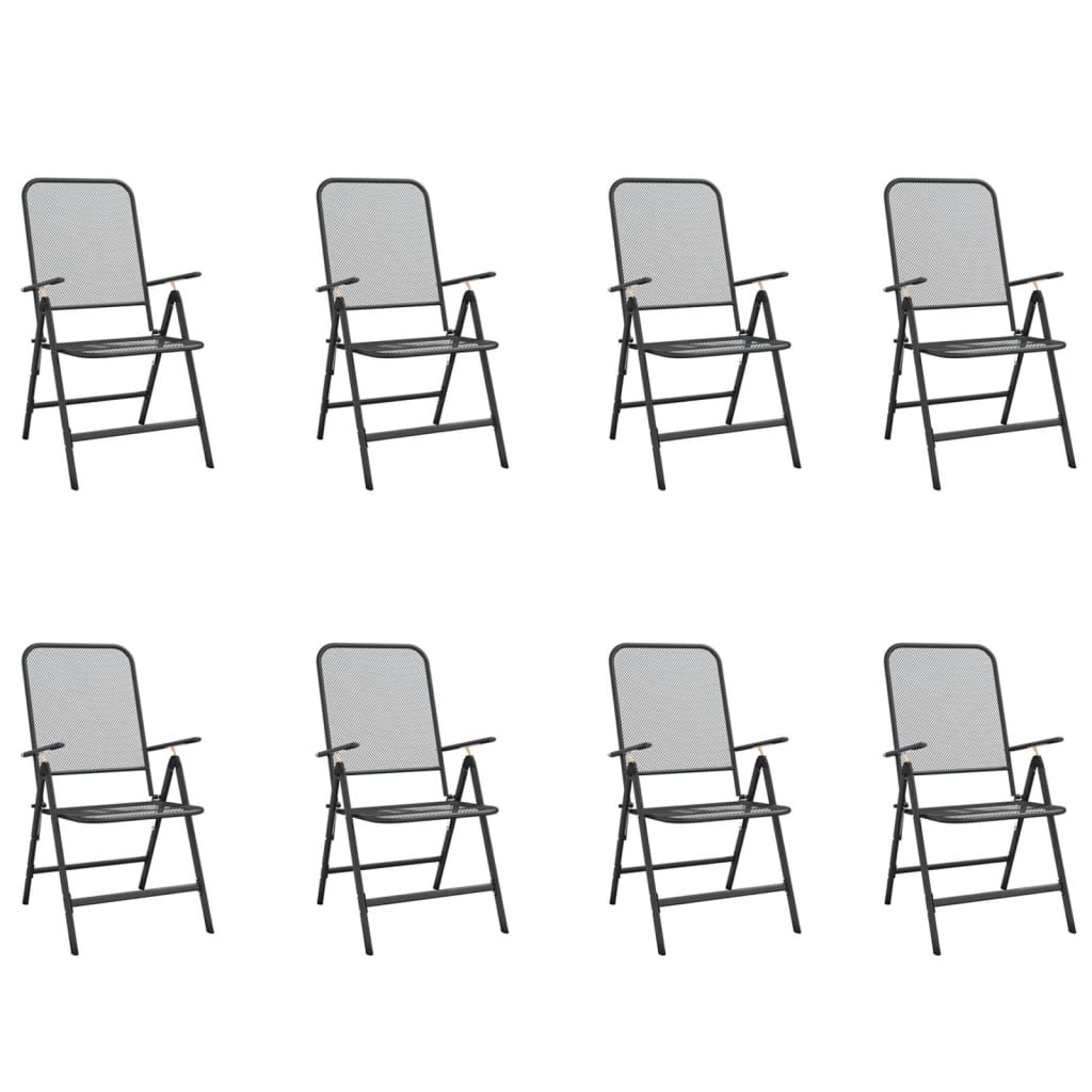 Ensemble à manger de jardin 9 pcs anthracite métal maille
