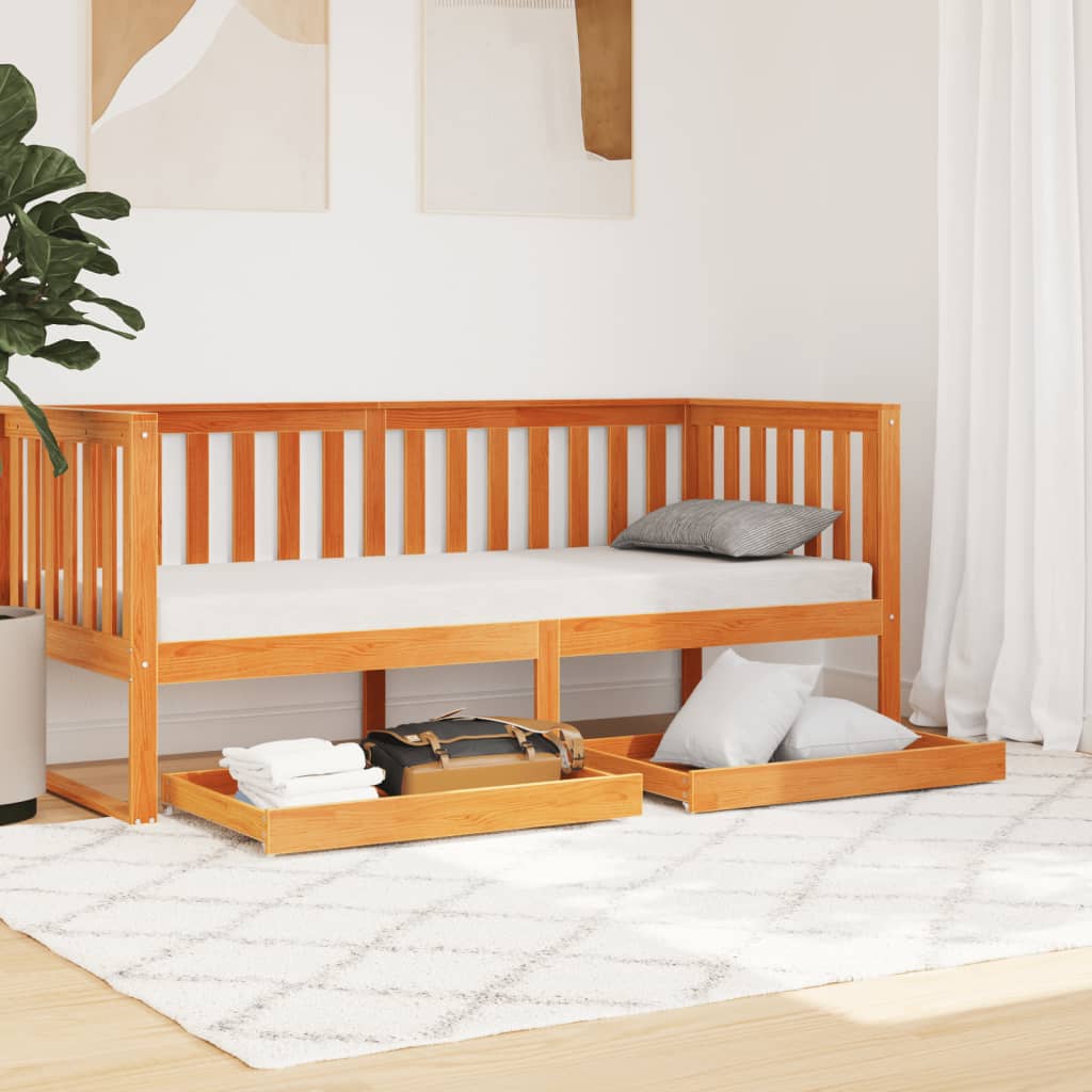 Tiroirs de lit de jour 2 pcs cire marron bois de pin massif - XIOS