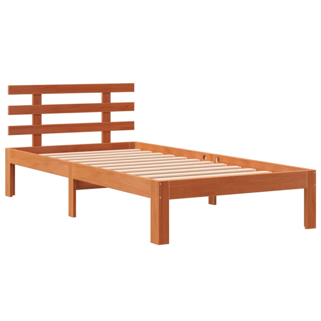 Cadre de lit sans matelas cire marron 100x200cm bois pin massif - XIOS