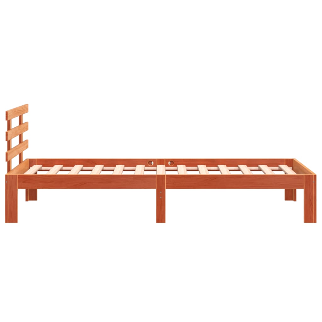 Cadre de lit sans matelas cire marron 100x200cm bois pin massif - XIOS