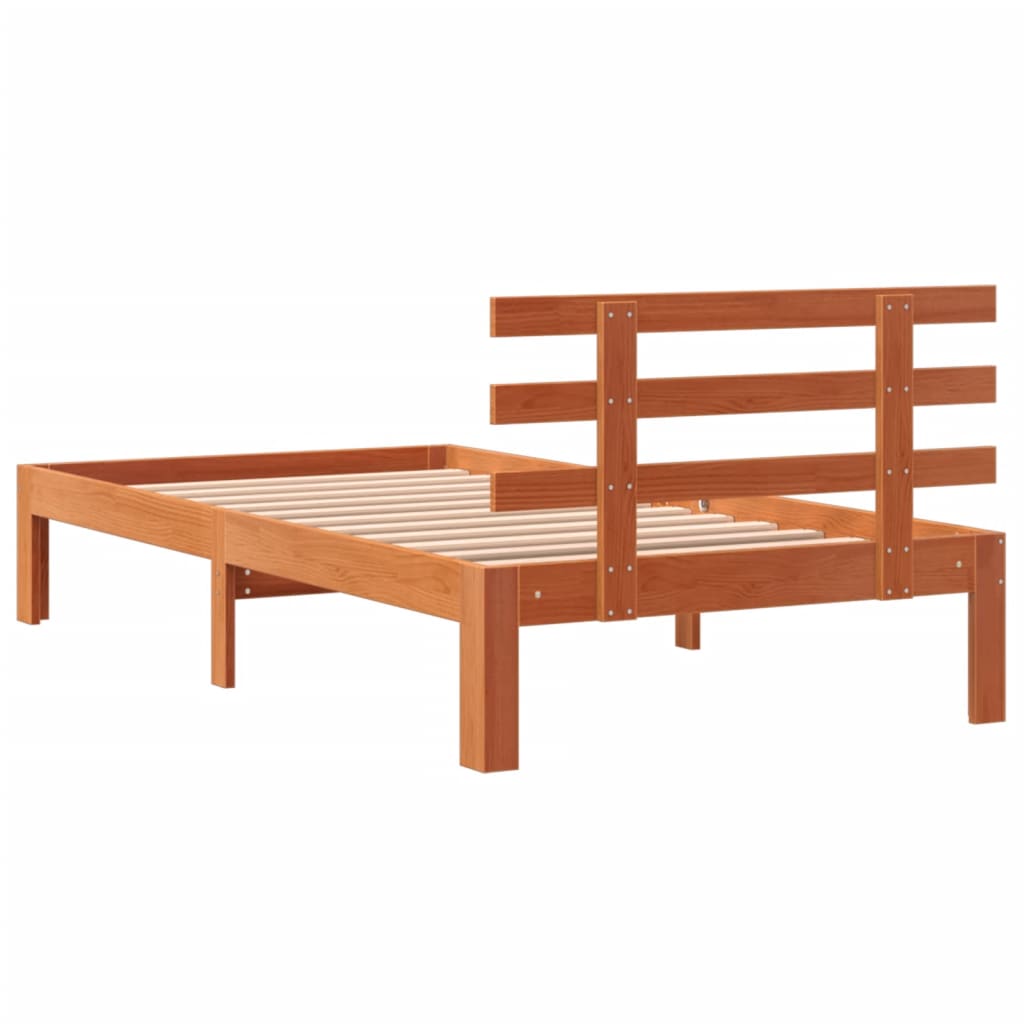 Cadre de lit sans matelas cire marron 100x200cm bois pin massif - XIOS