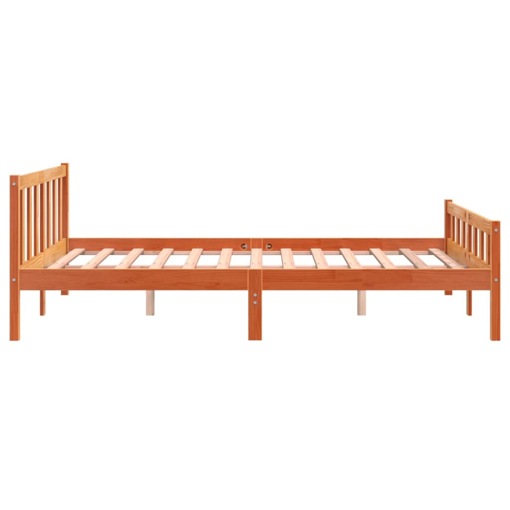Cadre de lit sans matelas cire marron 150x200cm bois pin massif - XIOS