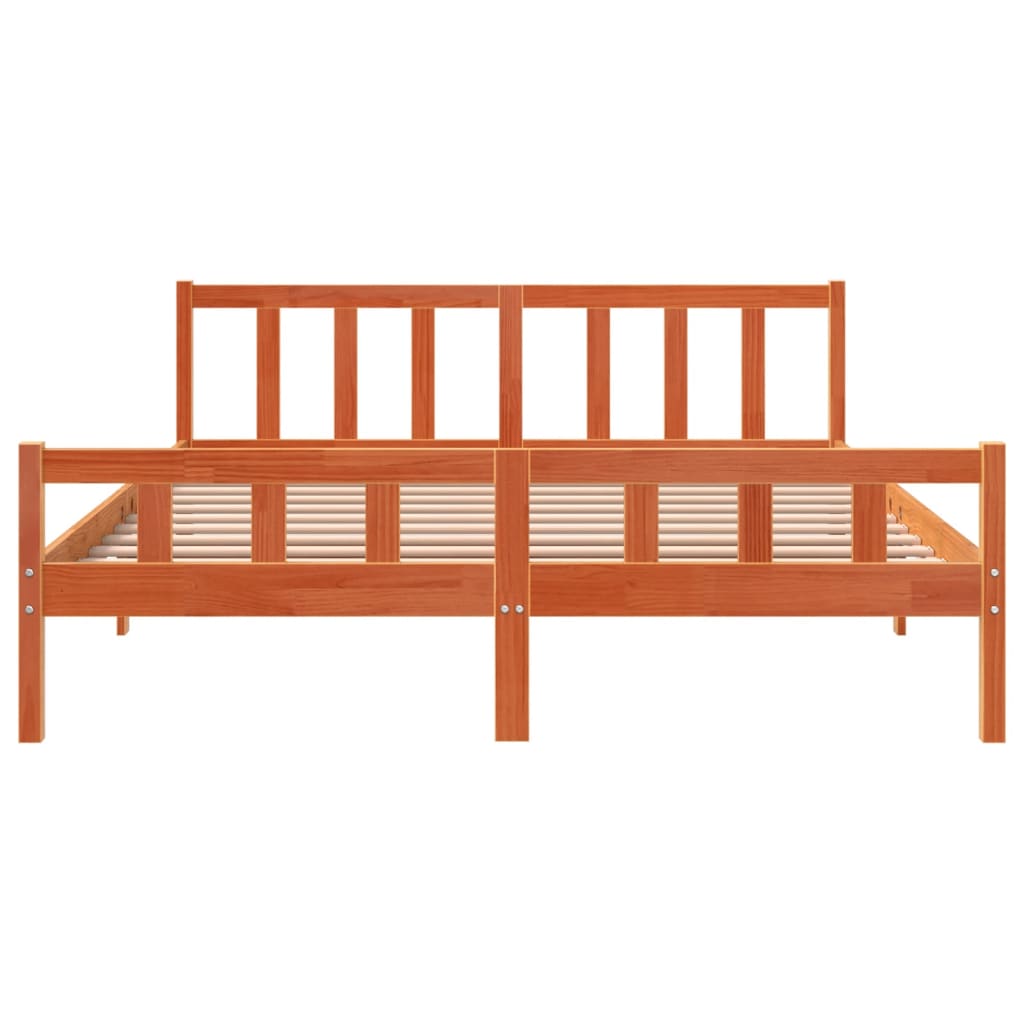 Cadre de lit sans matelas cire marron 160x200cm bois pin massif - XIOS