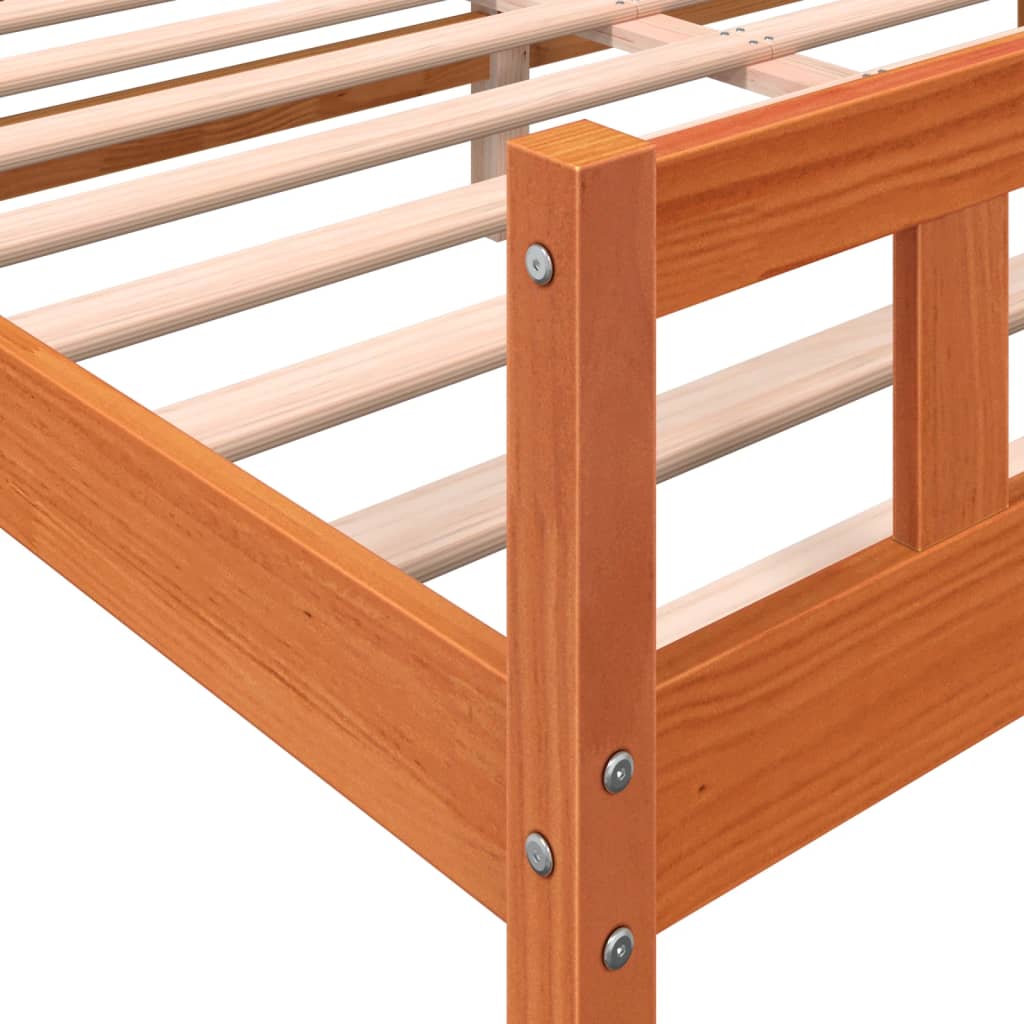 Cadre de lit sans matelas cire marron 160x200cm bois pin massif - XIOS