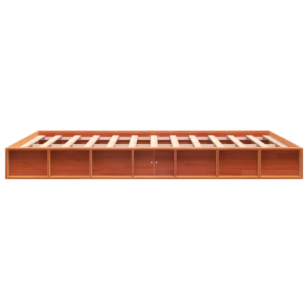 Cadre de lit sans matelas cire marron 160x200cm bois pin massif - XIOS