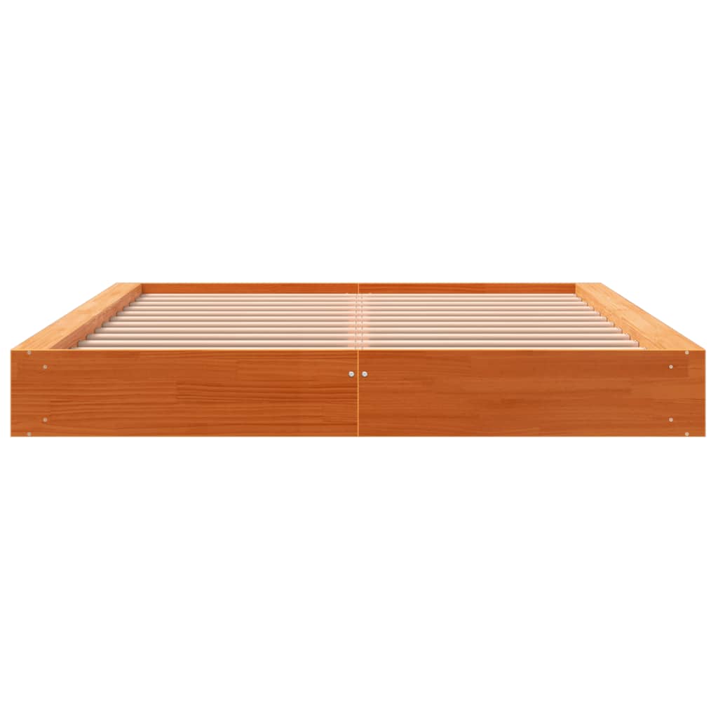 Cadre de lit sans matelas cire marron 150x200cm bois pin massif - XIOS
