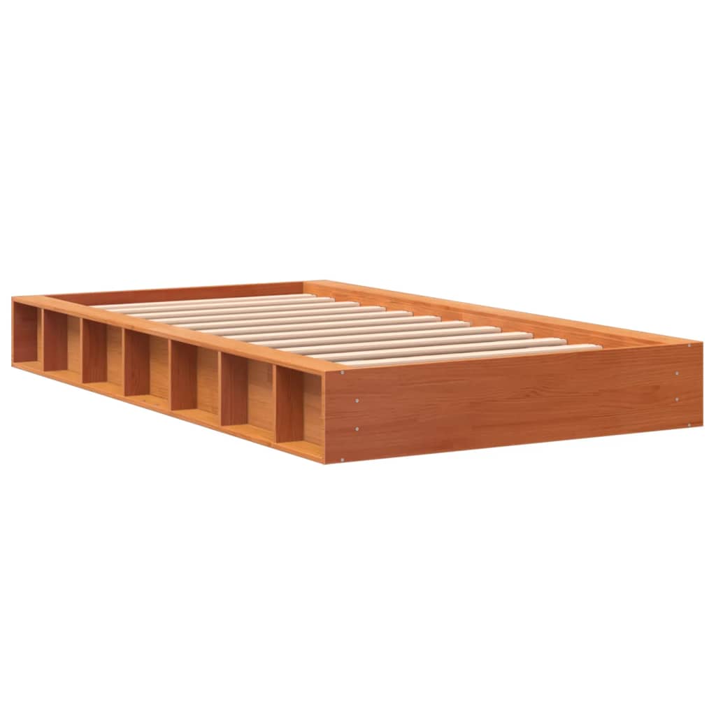 Cadre de lit sans matelas cire marron 100x200cm bois pin massif - XIOS