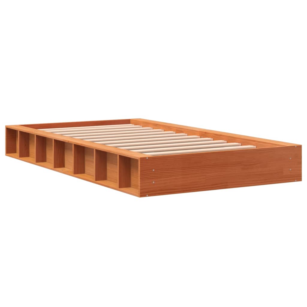 Cadre de lit sans matelas cire marron 90x200 cm bois pin massif - XIOS