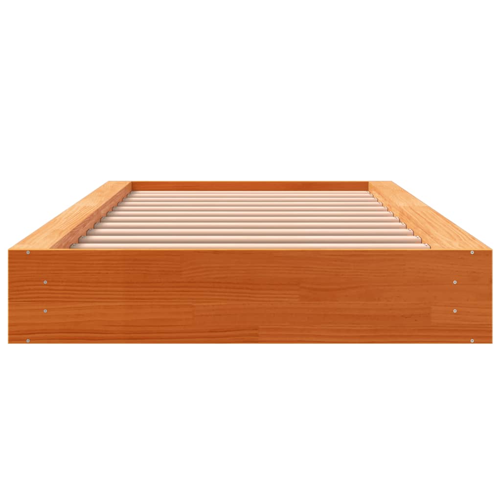 Cadre de lit sans matelas cire marron 90x190 cm bois pin massif - XIOS