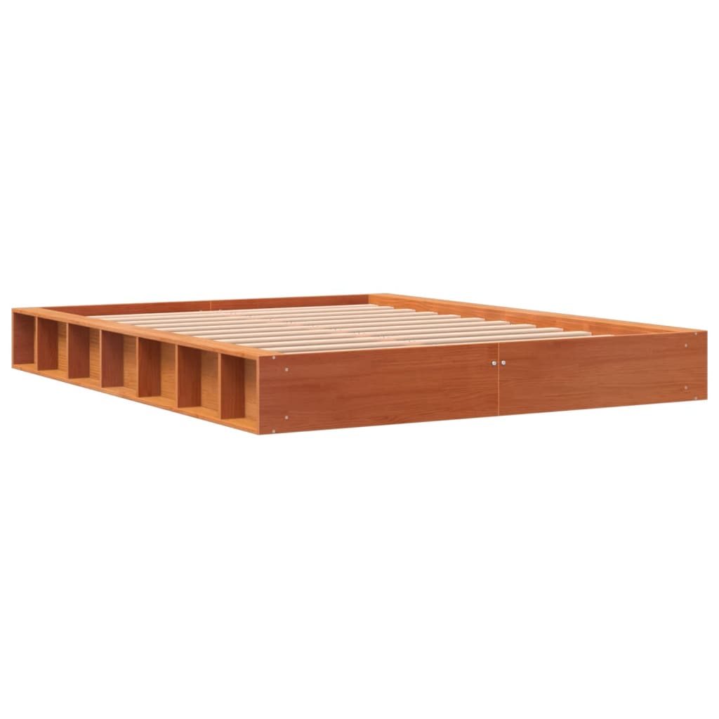 Cadre de lit sans matelas cire marron 120x190cm bois pin massif - XIOS