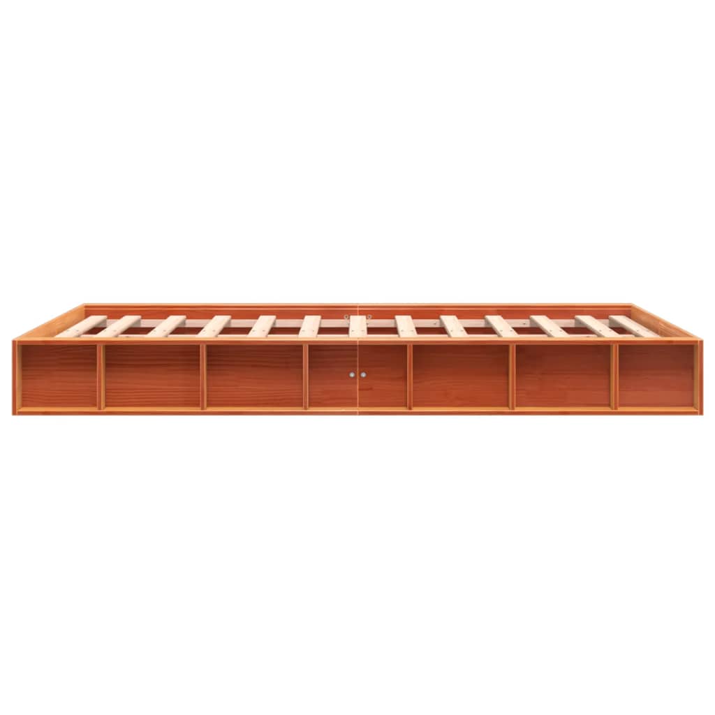 Cadre de lit sans matelas cire marron 120x190cm bois pin massif - XIOS