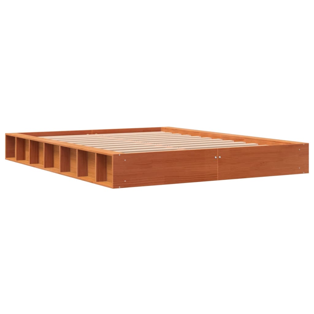 Cadre de lit sans matelas cire marron 120x190cm bois pin massif - XIOS