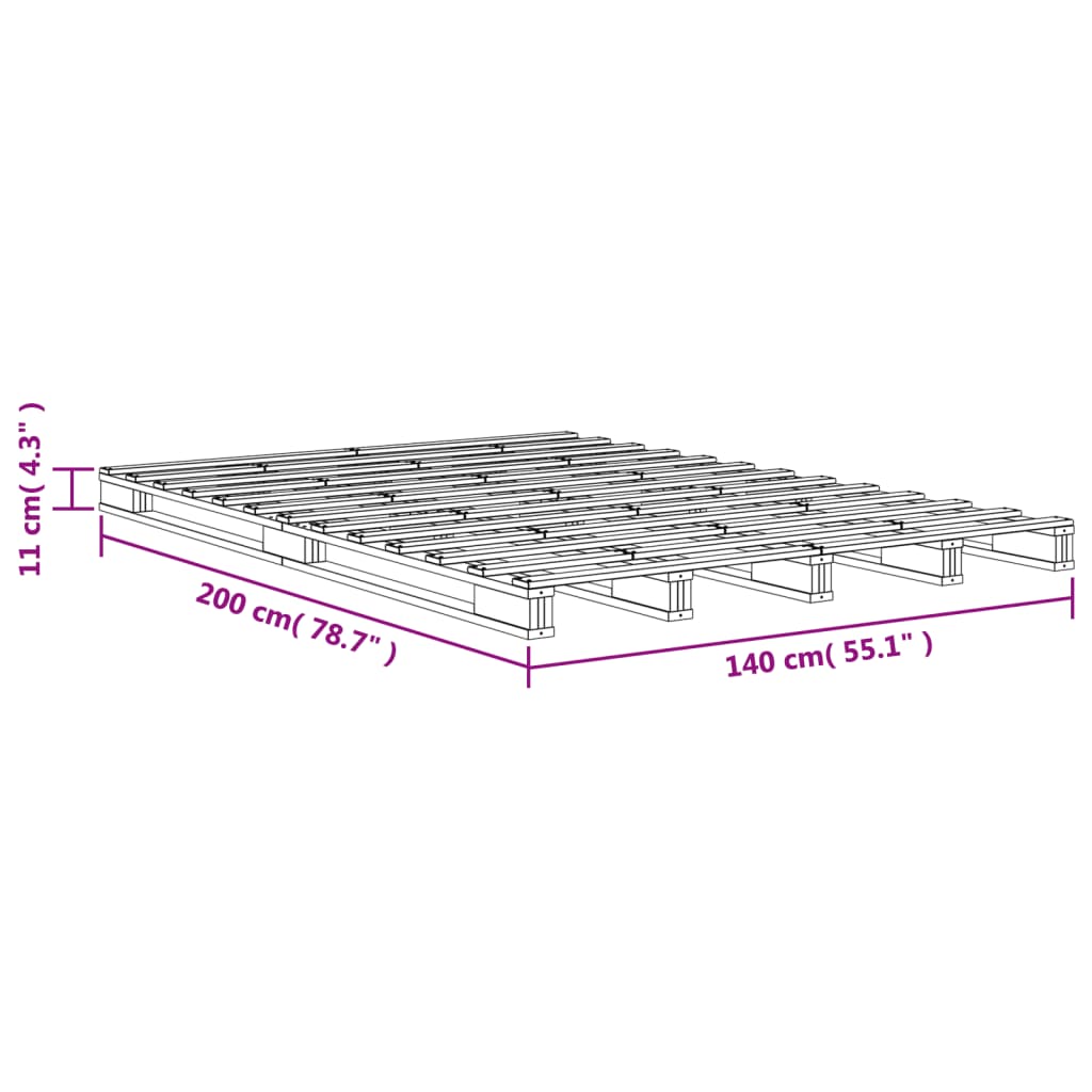Lit de palette sans matelas cire marron 140x200 cm pin massif - XIOS