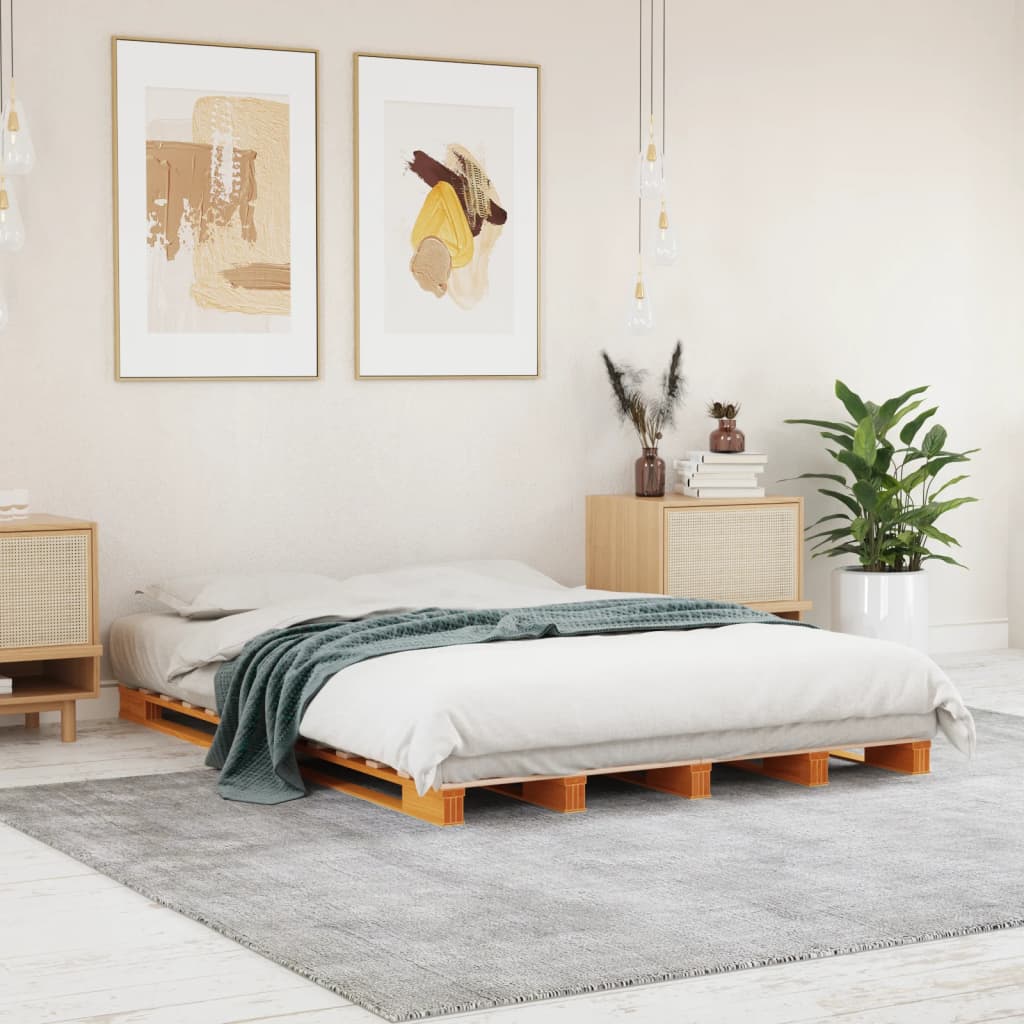 Lit de palette sans matelas cire marron 140x200 cm pin massif - XIOS