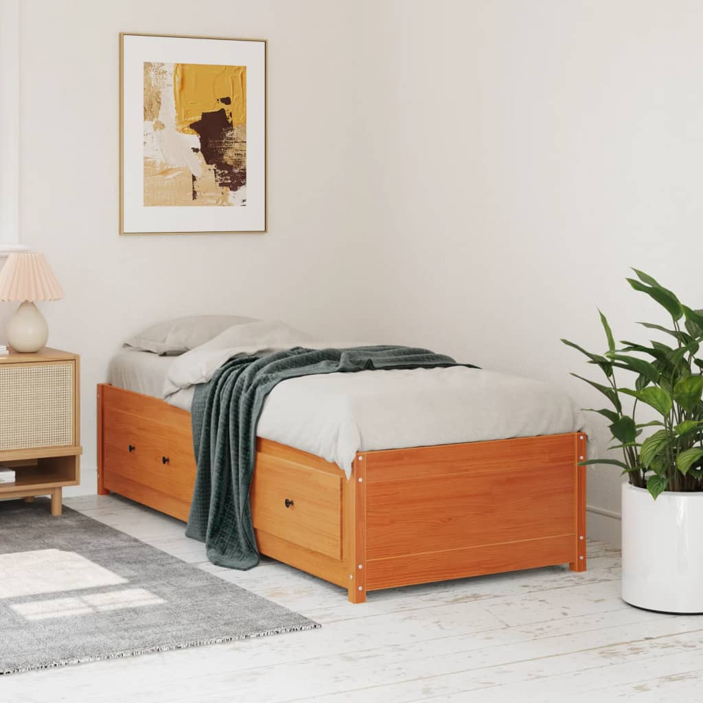 Lit de jour sans matelas cire marron 90x200 cm bois pin massif - XIOS