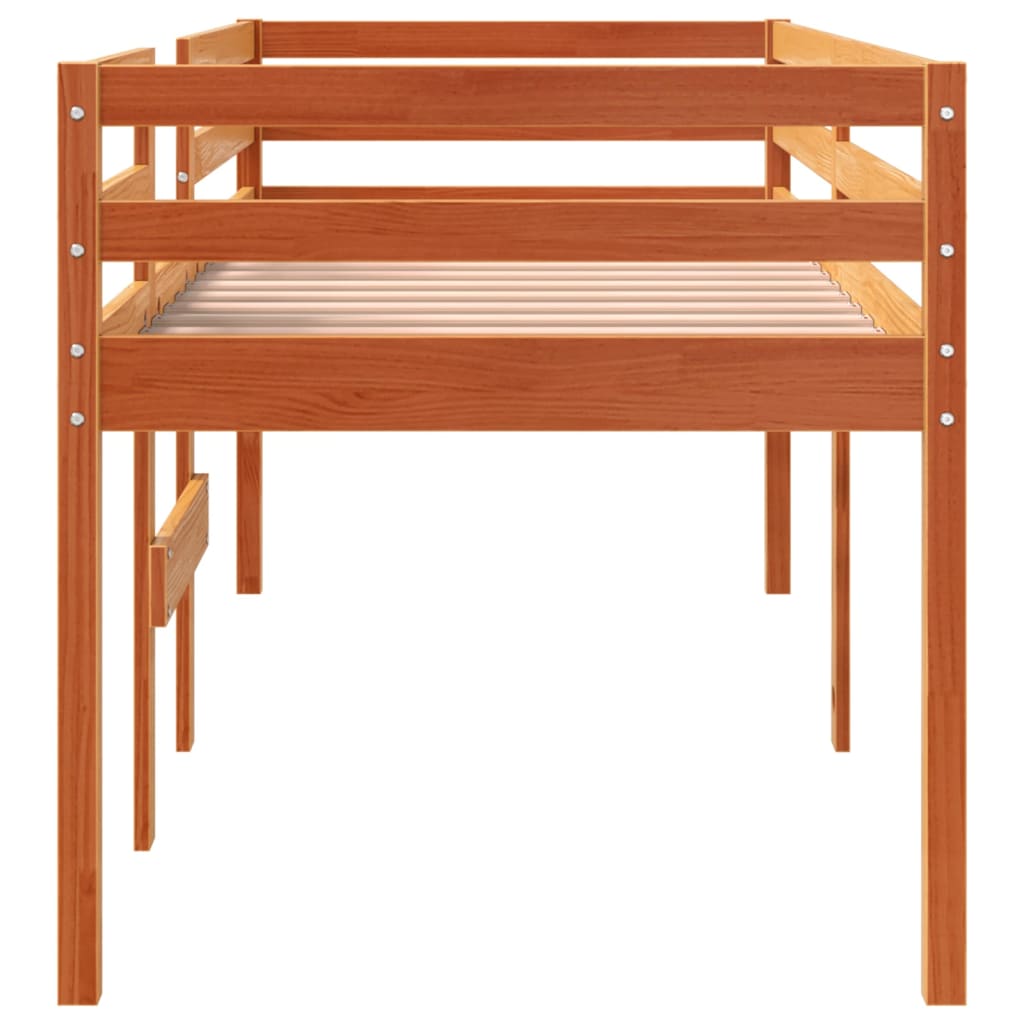 Lit haut sans matelas cire marron 90x200 cm bois massif - XIOS