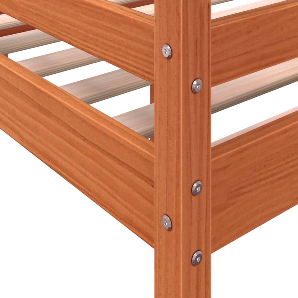 Lit haut sans matelas cire marron 90x200 cm bois massif - XIOS