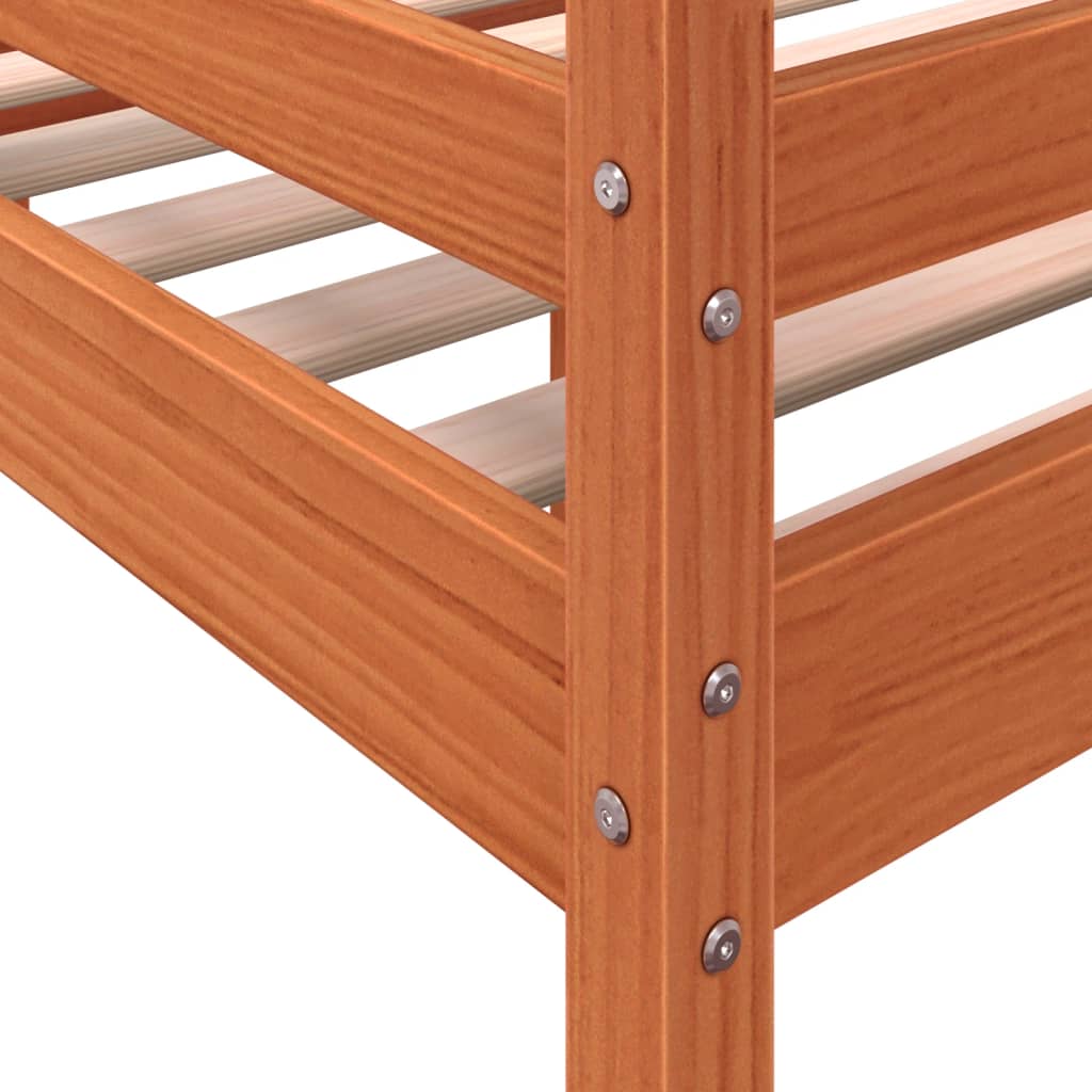 Lit haut sans matelas cire marron 90x190 cm bois massif - XIOS