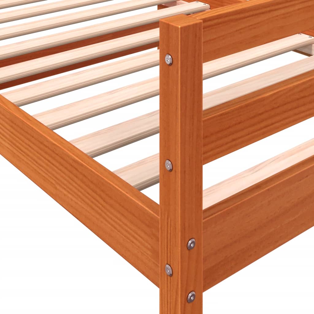 Cadre de lit sans matelas cire marron 90x200 cm bois pin massif - XIOS