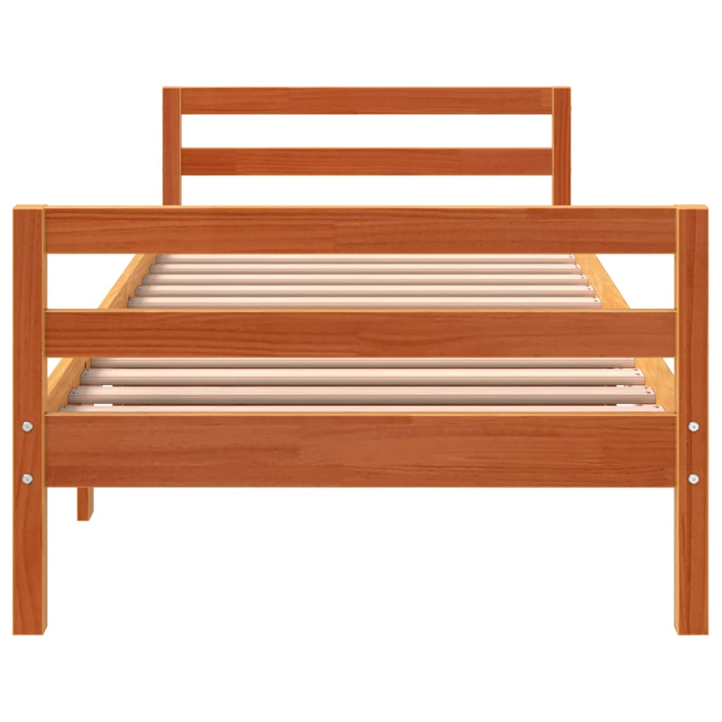 Cadre de lit sans matelas cire marron 90x190 cm bois pin massif - XIOS