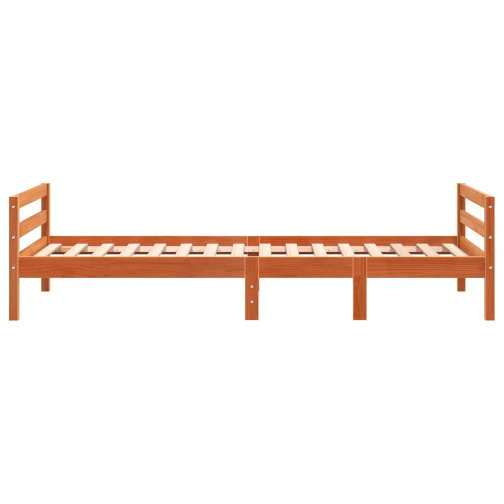 Cadre de lit sans matelas cire marron 75x190 cm bois pin massif - XIOS