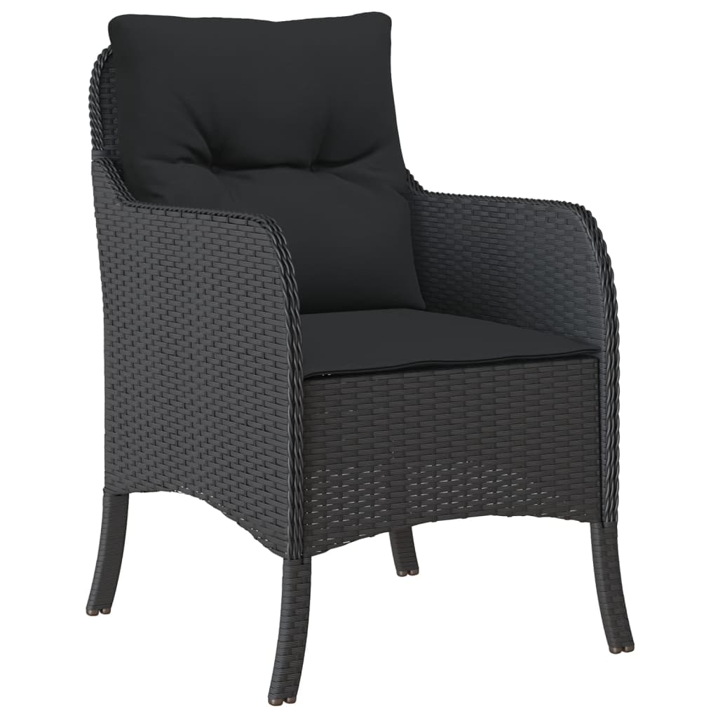 Ensemble à manger de jardin avec coussins 3 pcs Noir