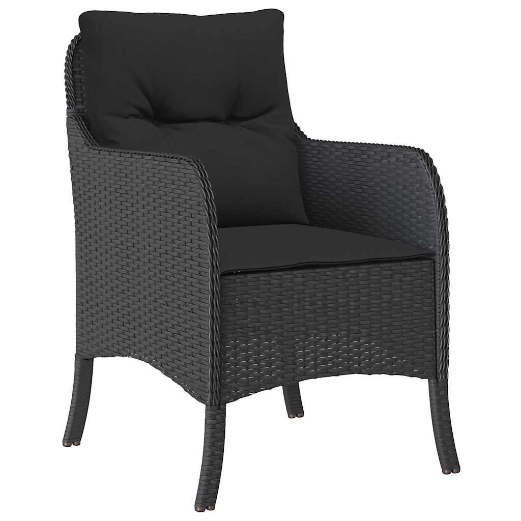 Ensemble à manger de jardin coussins 5pcs Noir Résine tressée