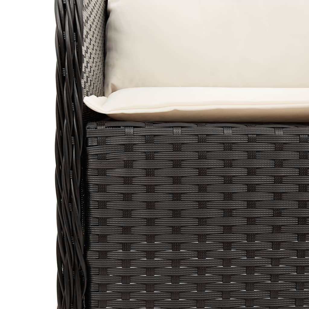 Ensemble à manger de jardin avec coussins 3 pcs Noir