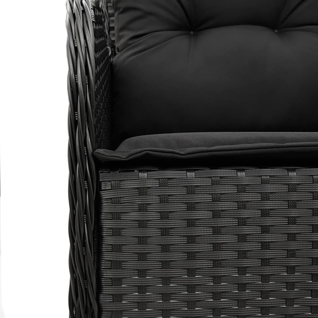 Ensemble à manger de jardin coussins 5pcs Noir Résine tressée